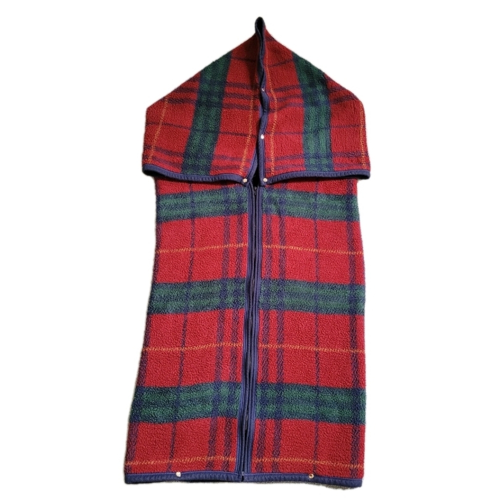 Biederlack Cuddle Wrap Throw Blanket Plaid Snap Zip Up Wearable Snuggie 50x60